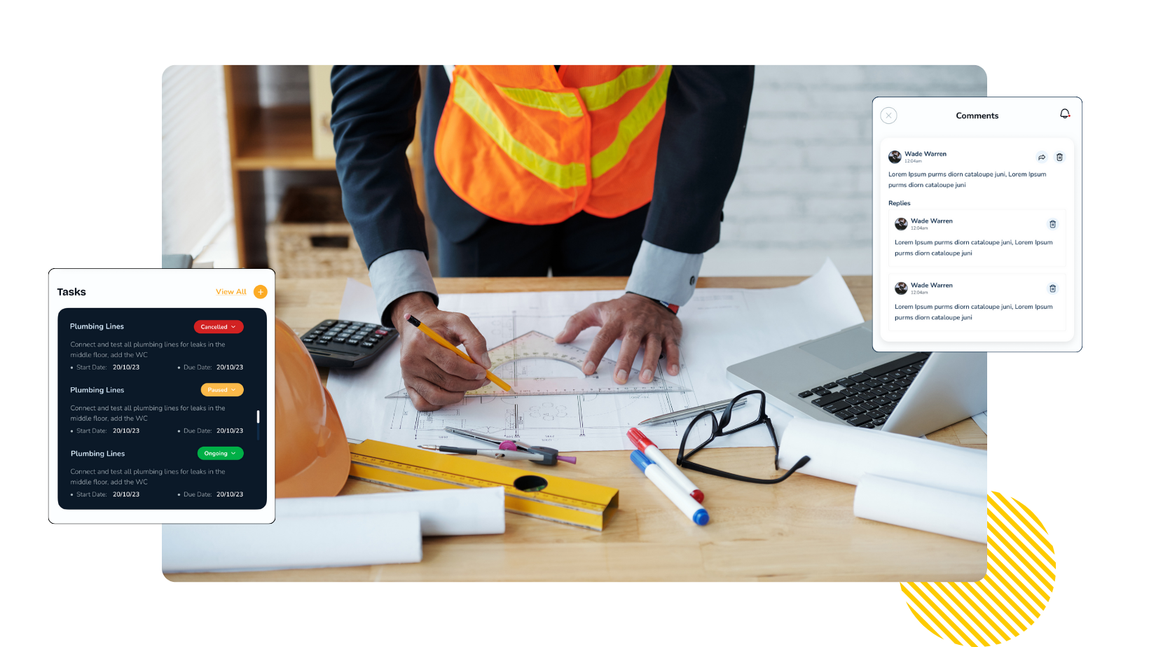 An architect drawing a building plan